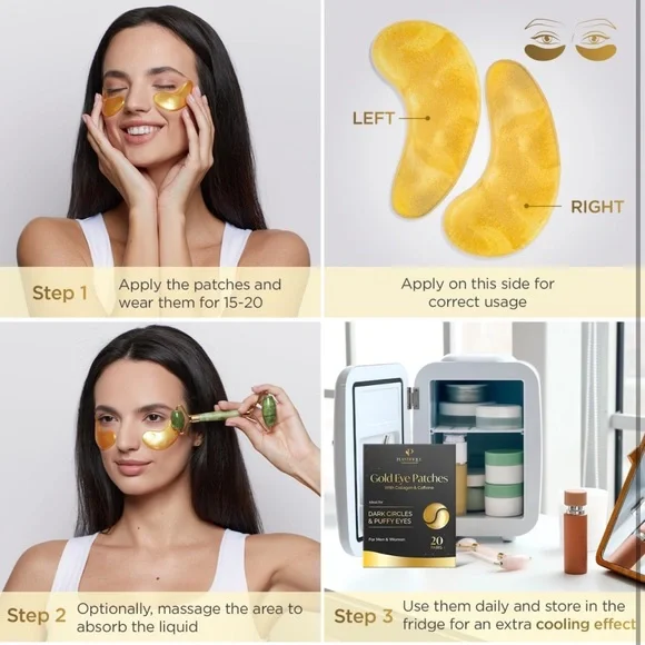 NEW PLANTIFIQUE Gold Under Eye Patches for Puffy Eyes and Dark Circles 20 Pairs - Picture 5 of 7
